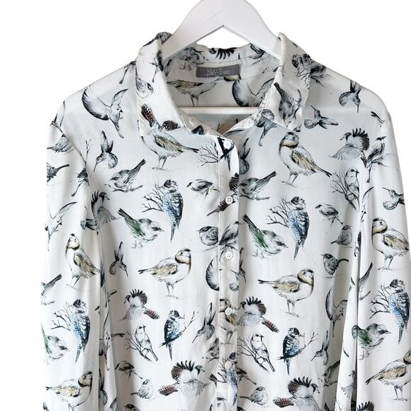 Lela Rose Birds Of A Feather Printed Long-Sleeve Blouse Size 14 - Picture 7 of 13